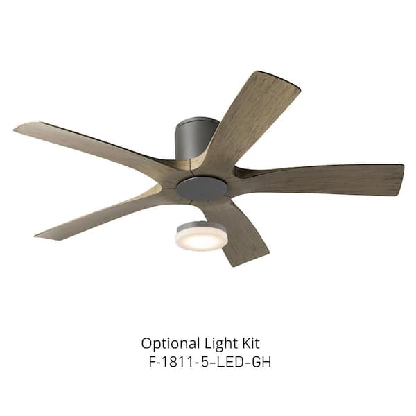 Aviator 54 in. Smart Indoor/Outdoor 5-Blade Graphite Weathered Gray Flush Mount Ceiling Fan with Remote Control