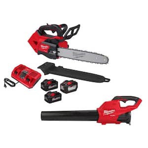 M18 FUEL 14 in. 18V Lithium-Ion Brushless Battery Top Handle Chainsaw Kit w/Blower, (2) 8.0 Ah, 12 Ah Battery, Charger