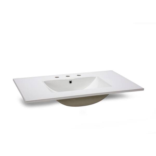 Hembry Creek 31 in. W China Vanity Top in White with White Basin