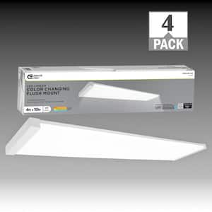 48 in. x 10 in. White Wood End Cap LED Flush Mount Ceiling Light 4200 Lumens 3000K 4000K 5000K Kitchen (4-Pack)
