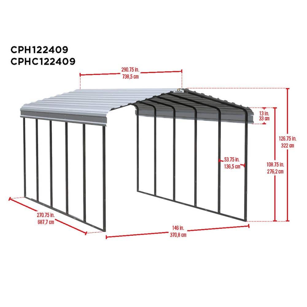 12' x 24' Eggshell Steel Carport Kit