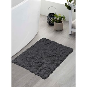 Bell Flower Collection 100% Cotton Tufted Bath Rugs, 17 in. x24 in. Rectangle, Gray