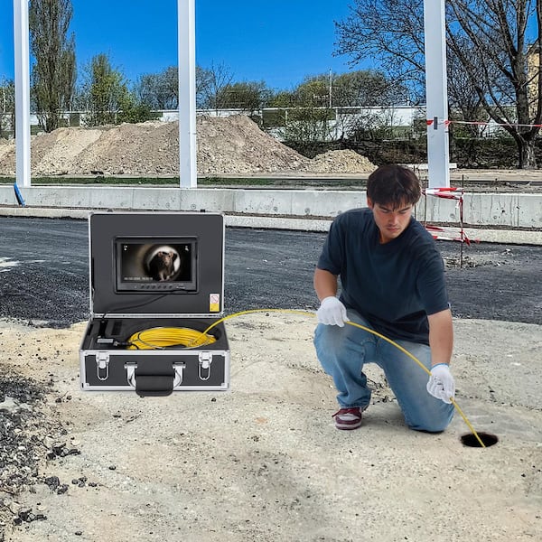 Sewer Camera with 512 Hz Locator, 98 ft./30 m, 9 in. Drain Inspection Camera with Self-Leveling, 36X Zoom Sewer Camera