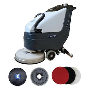 Commercial Cordless Multi-Surface Floor Machine Cleaner in Grey w/ 19 in. Scrubber w/ 3-Scouring pads and Solution Tank