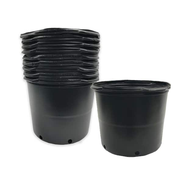 7 Gallon 14 in. x 14 in. x 11 in., (6.08 US Gal./23.01 L/ 24 qts) Black, Indoor/Outdoor Plastic Nursery Pots (12-Pack)