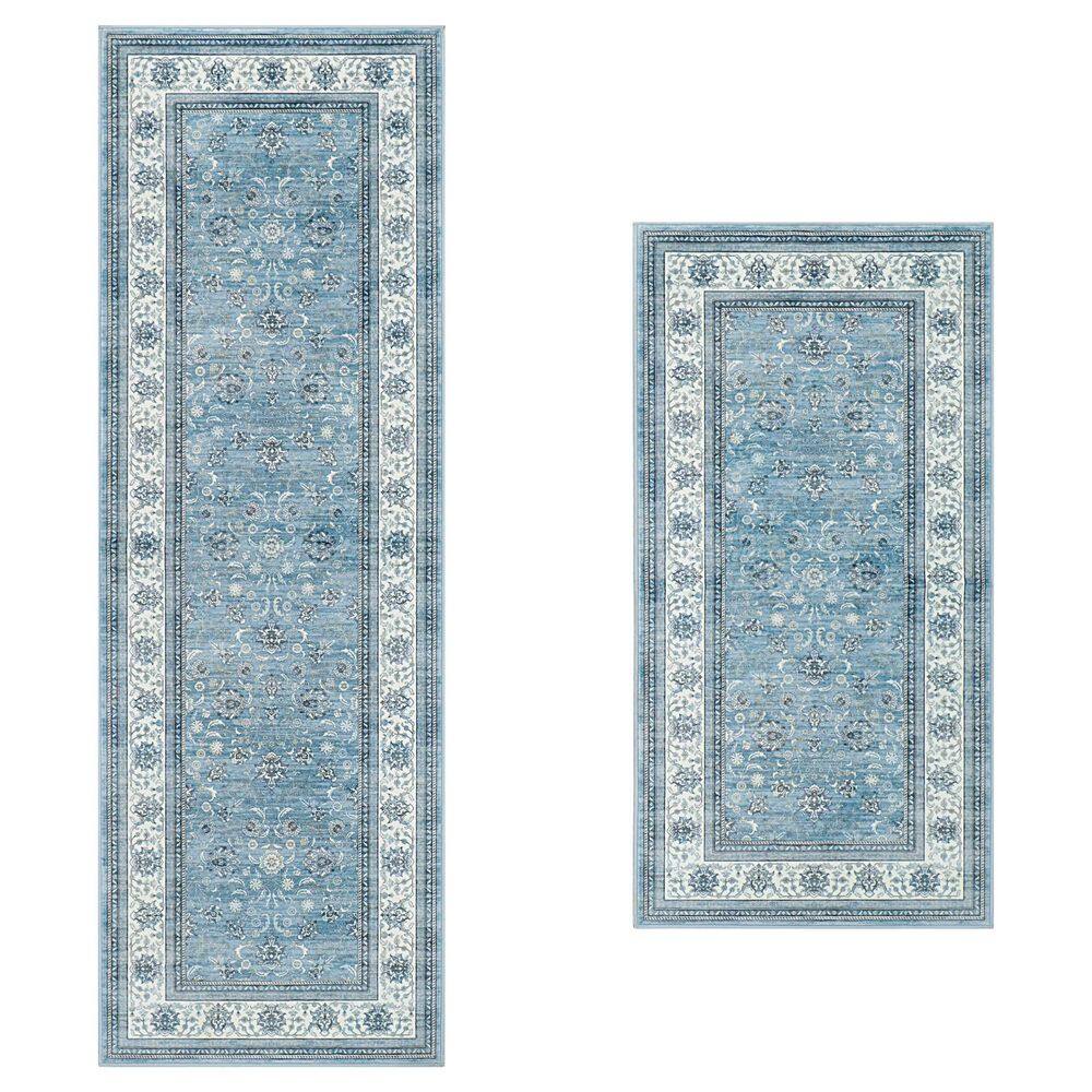 Finley Blue/White 2 ft. x 6 ft. Woven Oriental Polyester 2-Piece Set Area Rug price history on PriceWatchPro