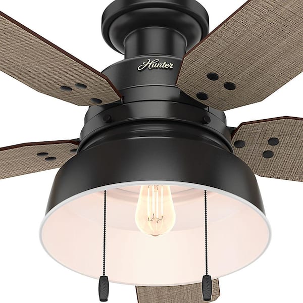 Hunter Mill Valley 52 In Led Indoor Outdoor Low Profile Matte Black Ceiling Fan With Light 59310 The Home Depot - Hunter Outdoor Low Profile Ceiling Fan With Light