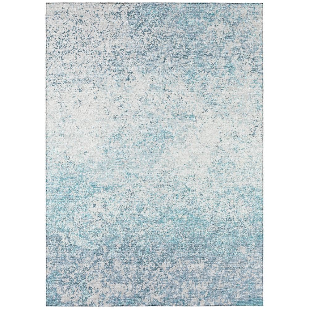 Rylee Blue 5 ft. x 7 ft. 6 in. Geometric Indoor/Outdoor Area Rug