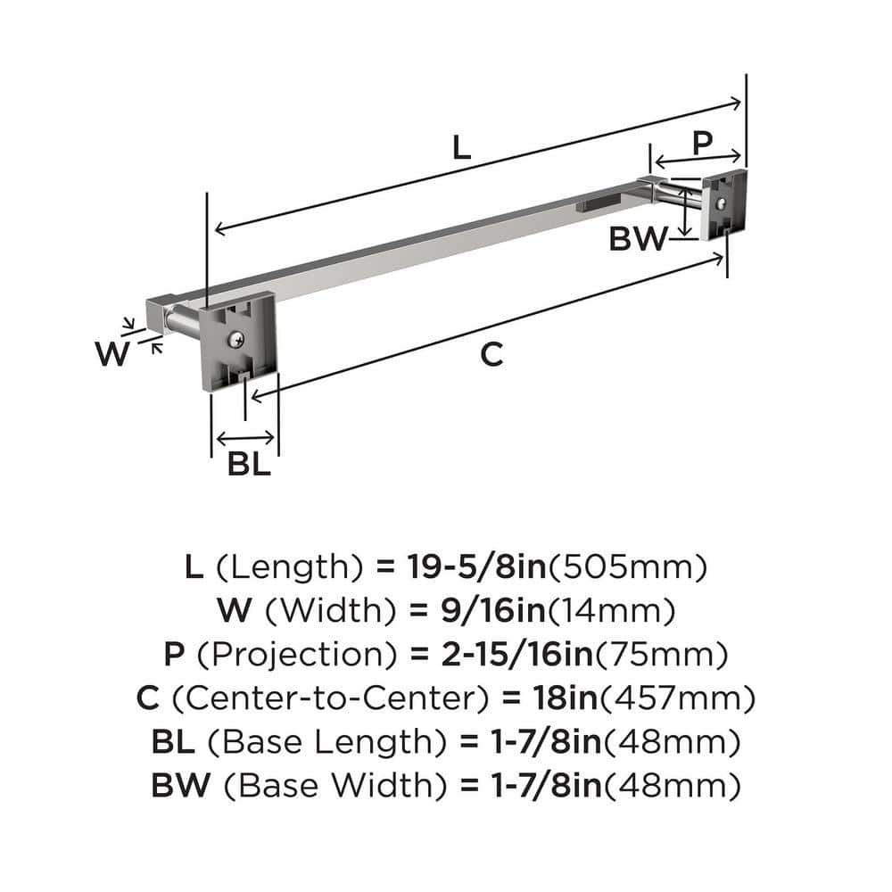 Chrome 18-Inch Wall Mounted Towel Bar
