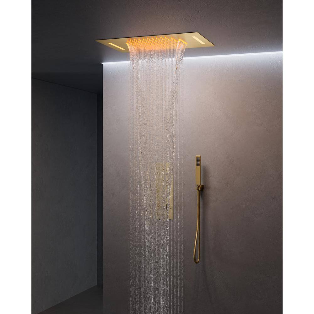 EVERSTEIN 23 in. L x 15 in. W 7-Spray Patterns LED Waterfall Ceiling ...