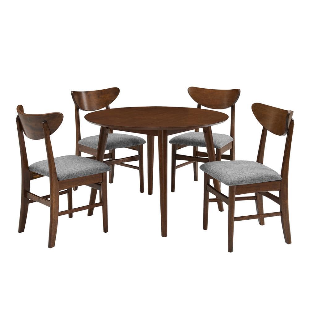 Mahogany Mid-Century Modern 5-Piece Round Dining Set