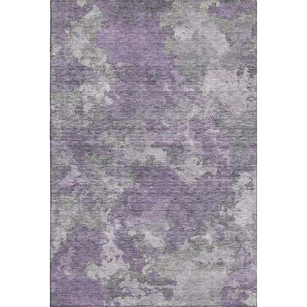 Mayfield Premium Machine Washable Abstract AMF1991 Purple 3 ft. x 5 ft. Area Rug