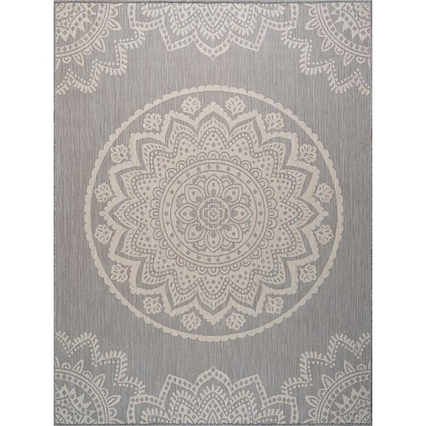Beverly Rug Grey 5 ft. x 7 ft. Waikiki Insignia Modern Indoor Outdoor Area Rug