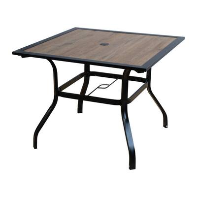 Coolmen 37 in. x 37 in. Table Black Square Metal Frame Outdoor Dining Table in Black