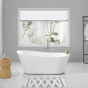 Coniston 60 in. Acrylic Freestanding Flatbottom Bathtub in White with Overflow and Drain in Brushed Nickel Included