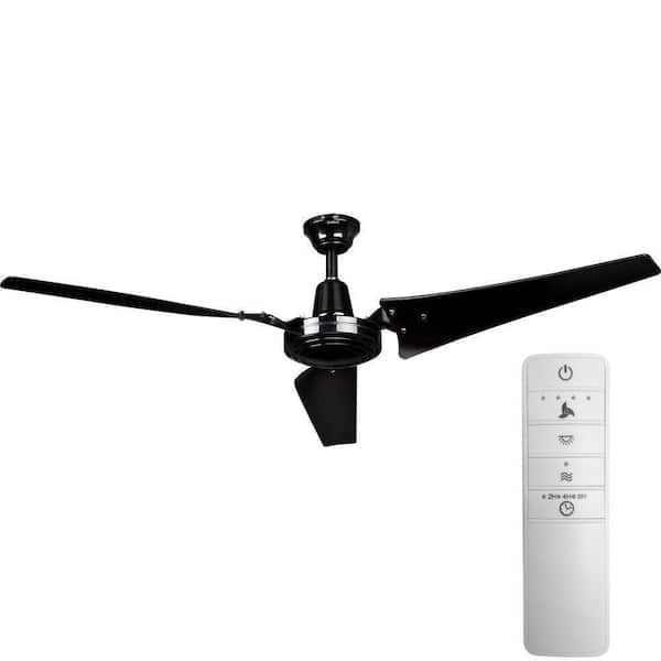 Hampton Bay Industrial 60 in. Indoor Black Smart Ceiling Fan with Wall Control and WINK Remote Control