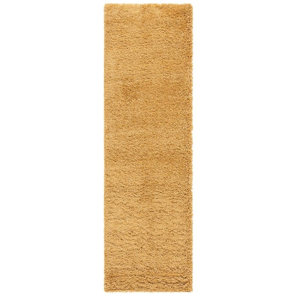 Hudson Shag 2 ft. x 8 ft. Gold Solid Runner Rug