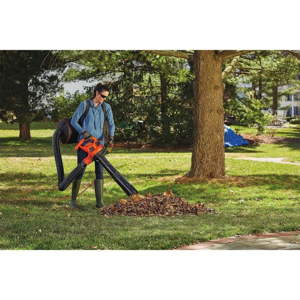 BLACK+DECKER Electric Leaf Blower, Leaf Vacuum and Mulcher 3 in 1, 250 mph  Airflow, 400 cfm Delivery Power, Reusable Bag Included, Corded (BEBL7000)