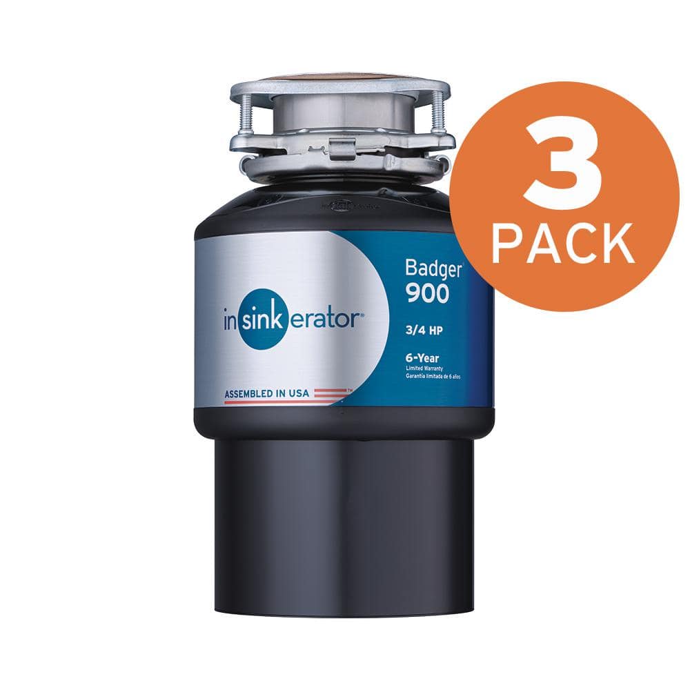 InSinkErator Badger 900 Lift & Latch Power Series 3/4 HP Continuous Feed Garbage Disposal (3-Pack)