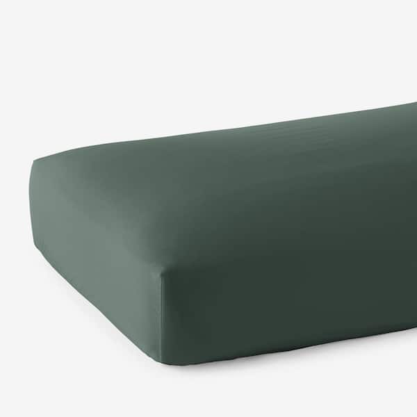 The Company Store Legends Hotel Supima Wrinkle Free Sateen Olive Green Sateen Queen Fitted Sheet