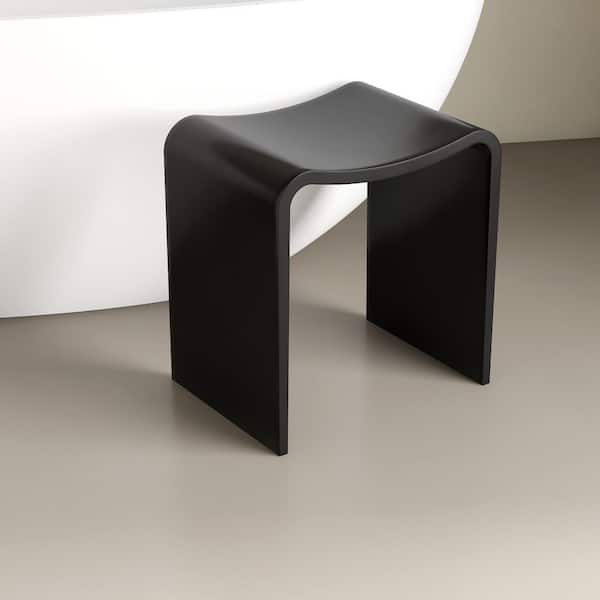 Blynn 15 in. W x 11 in. D Freestanding Solid Surface Shower Stool Vanity Seat in Black