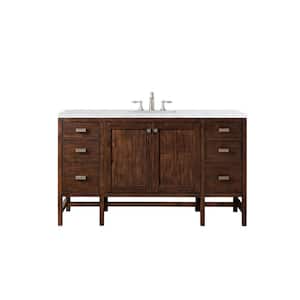 Addison 60 in. W x23.5 in.D x 35.5 in. H Single Bath Vanity in Mid Century Acacia with Solid Surface Top in Arctic Fall