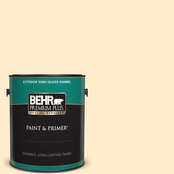 BEHR PREMIUM PLUS 1 gal. #P270-1 Honey Infusion Semi-Gloss Enamel Exterior Paint & Primer