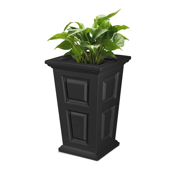 Mayne Wyndham 24 in. Tall Self-Watering Black Polyethylene Planter