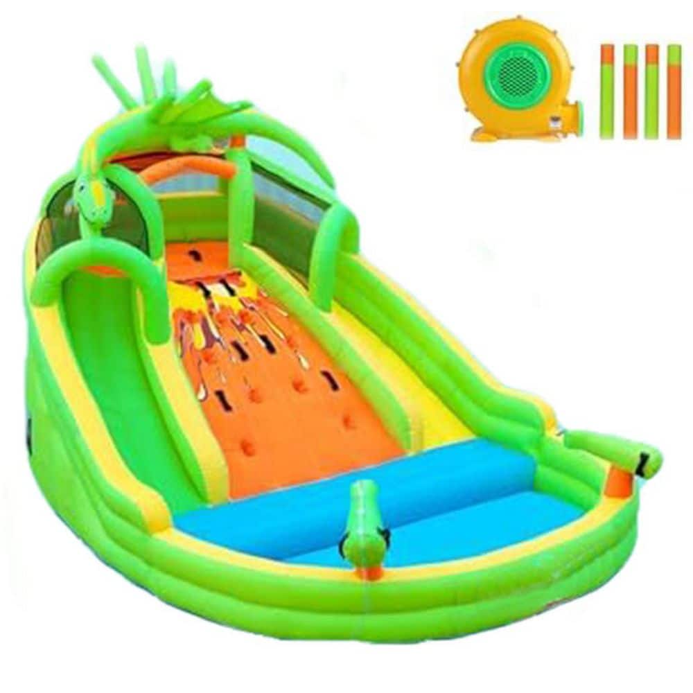 Inflatable Bounce House with Double Water Slides, Climbing Wall, Water Guns, Pool, 55 Learning Cards, 1 Pack price history on PriceWatchPro