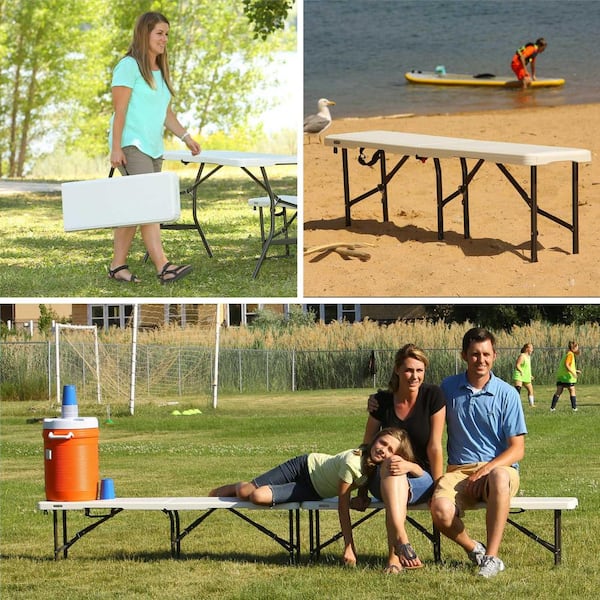 Lifetime 5 ft. Fold-In-Half Bench in Pearl White 80503 - The Home