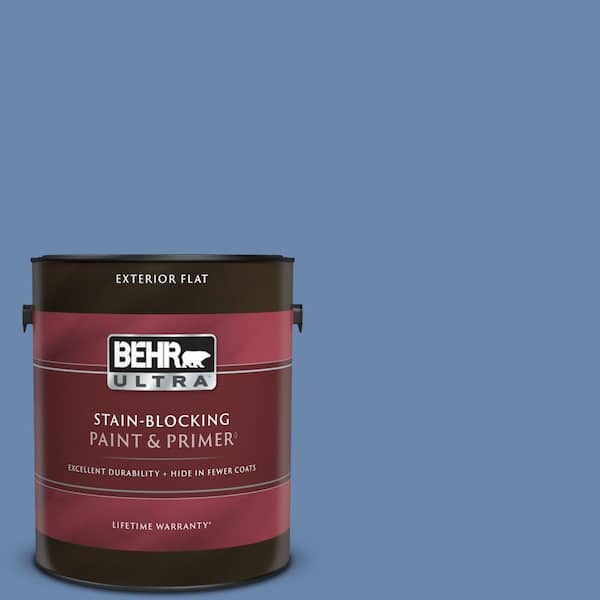 BEHR ULTRA 1 gal. #M530-5 Cowgirl Blue Flat Exterior Paint & Primer