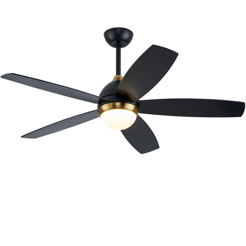 52 in. Smart Indoor Black Ceiling Fan with LED Light and Remote Control 3-C