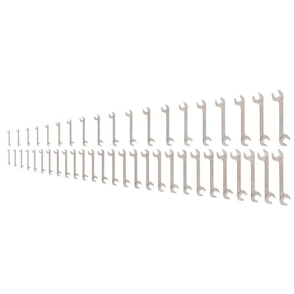 1/4 - 1-1/4 in., 6 - 32 mm Angle Head Open End Wrench Set (46-Piece)