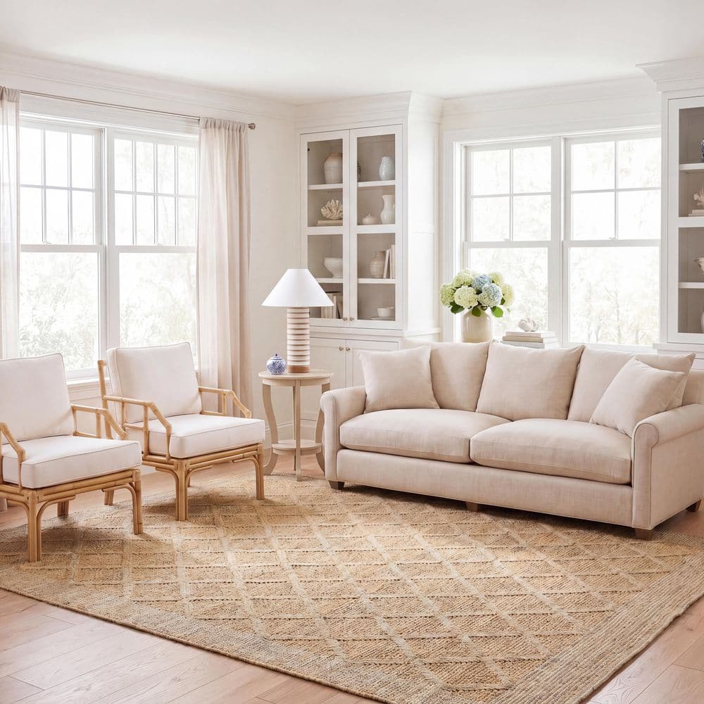 Natural Fiber 8 ft. x 10 ft. Natural/Ivory Woven Diamond Border Area Rug price history on PriceWatchPro