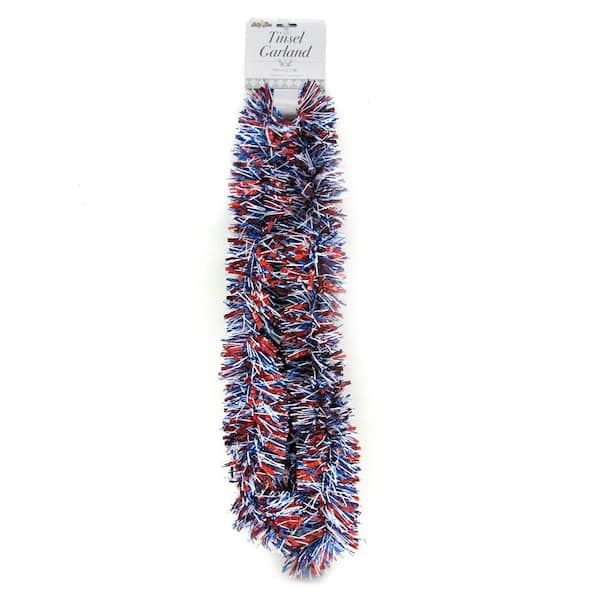 Brite Star 9 ft. Patriotic Wavy Red, White and Blue Tinsel (Set of 2)