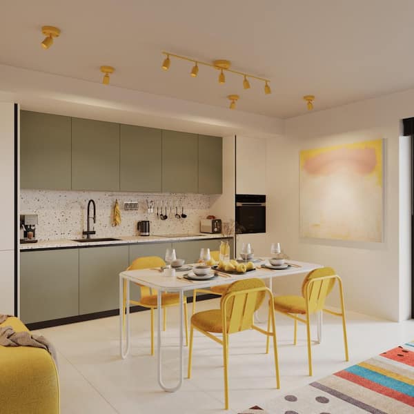 Shura 1-Light Matte Mustard Yellow Integrated LED Spotlight Rotatable Head, Flush Mount Wall Sconce, 3000K, 490 Lumens