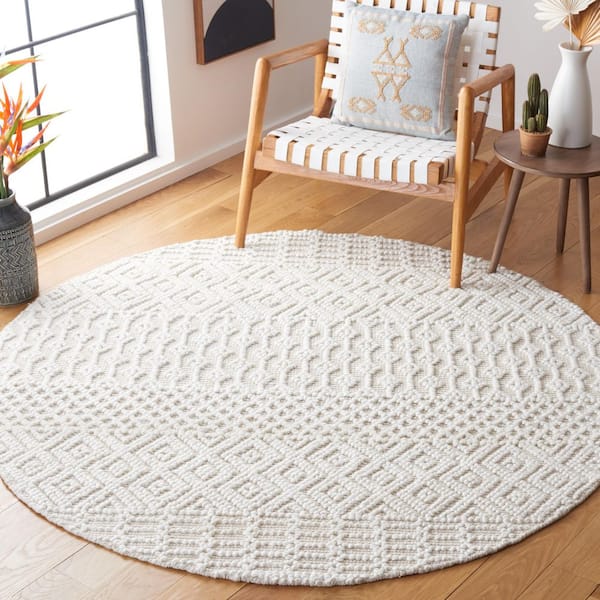 Casablanca 6 ft. x 6 ft. Ivory Geometric Round Rug