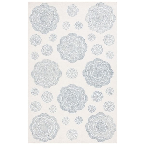 Jardin 5 ft. x 8 ft. Ivory/Gray Floral Symmetry Area Rug