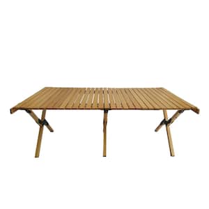 Sturdy X Base Wood Outdoor Dining Table Picnic Folding Table for Patio, Garden