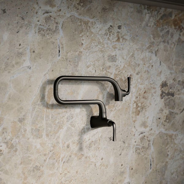Graze Wall Mount Pot Filler Kitchen Faucet in Matte Black