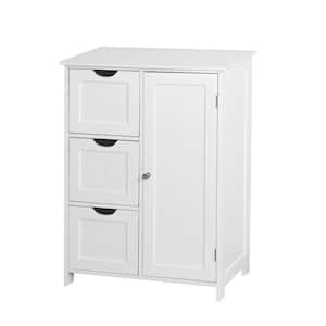 23.62 in. W x 11.81 in. D x 31.90 in. H White Linen Cabinet with 3 Large Drawers and 1 Adjustable Shelf