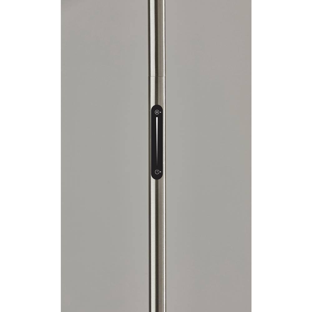 Brushed Steel Solar Touch Torchiere with Frosted Glass Shade