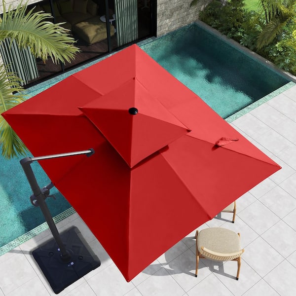 11 foot rectangular patio umbrella in red Treasure Garden ® ft Octagonal Outdoor (High-Perform smoothly extend the canopy using the crank Rectangular Patio Umbrella Metal 15x9ft