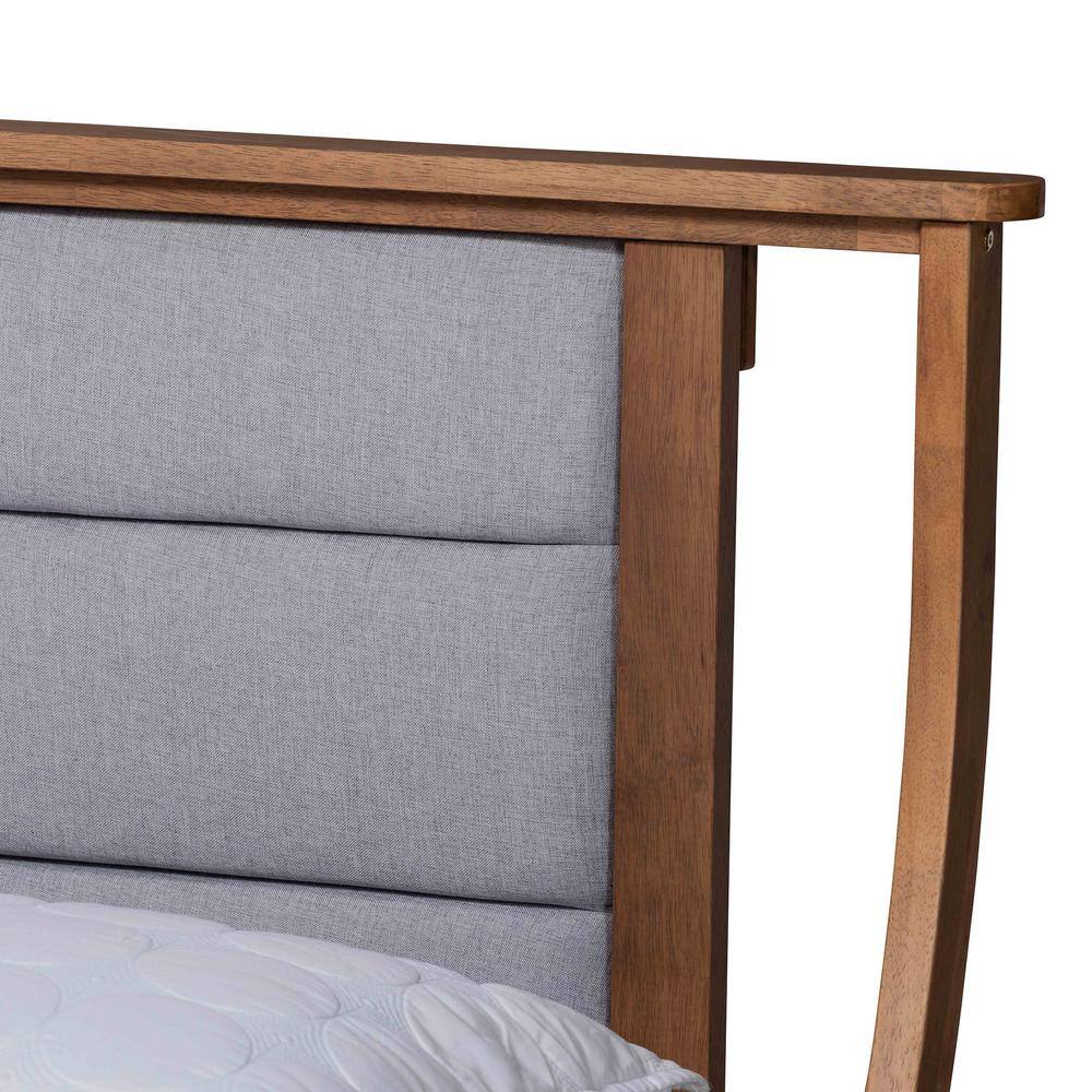 Regis Light Grey Queen Platform Bed with Tufted Headboard