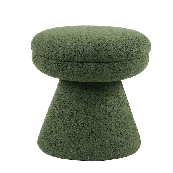 Alcy Green Upholstered Fabric Round Mushroom Accent Ottoman Small (Under 22 in.)
