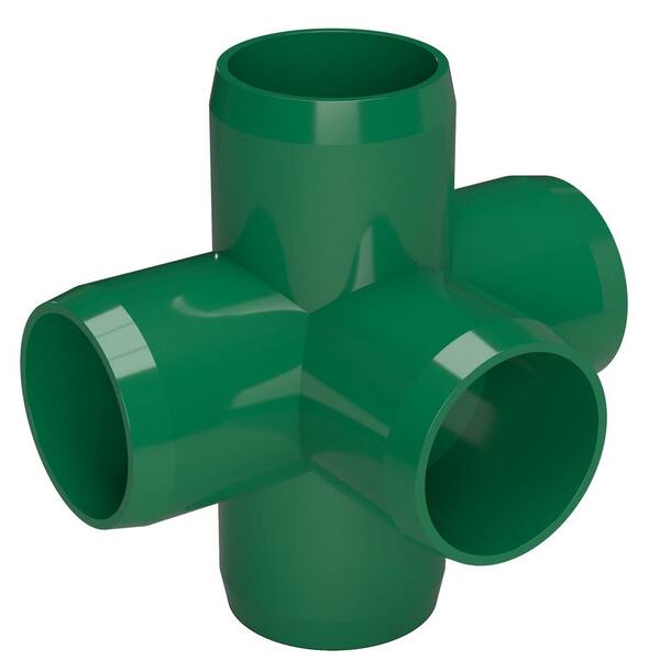 Pack of 4 Green Furniture Grade 1-1/4 Size FORMUFIT F1145WC-GR-4 5-Way Cross PVC Fitting 