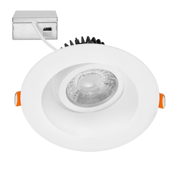 4 in. Adjustable Recessed Anti-Glare LED Gimbal Downlight Canless IC Rated, 1100 Lumens 5 CCT 2700K-5000K, 360° Rotation