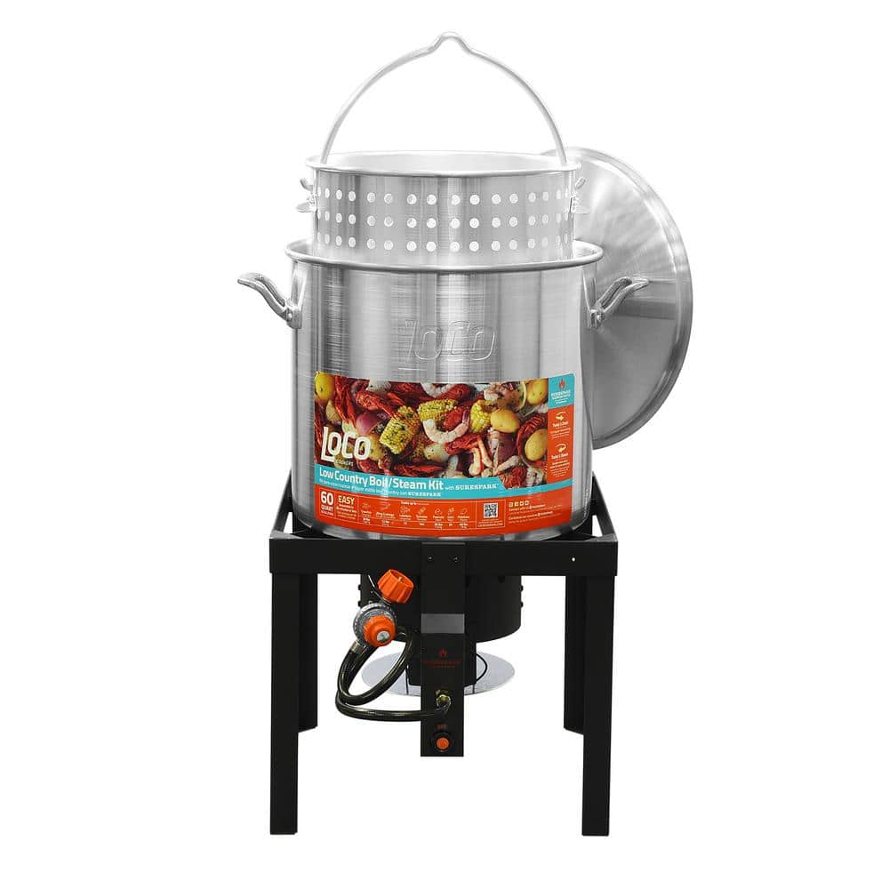 LOCO 60 qt. SureSpark Crawfish Boiler with Basket and Stand LCTSKSS60 - The  Home Depot