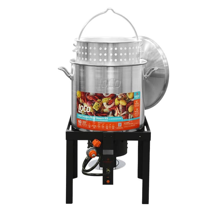 LOCO 60 qt. SureSpark Crawfish Boiler with Basket and Stand