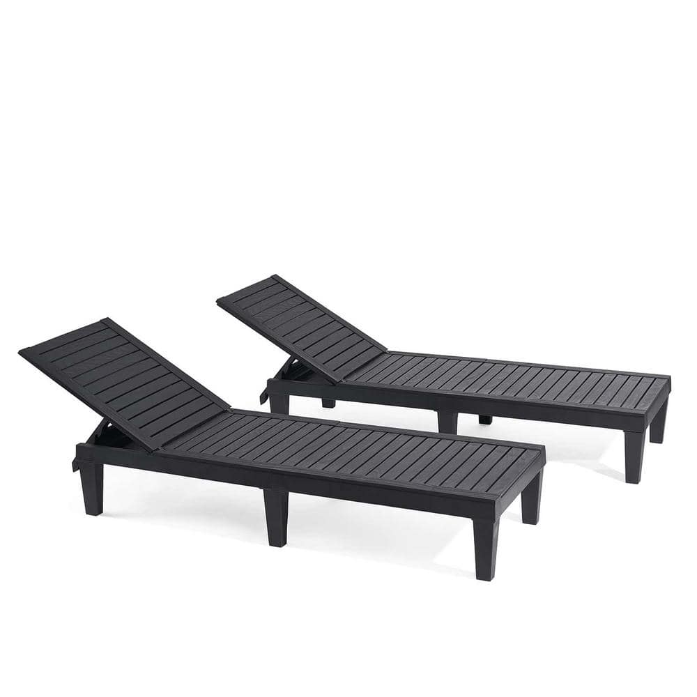 Nestl Black Adjustable Polyresin Outdoor Chaise Lounge Set